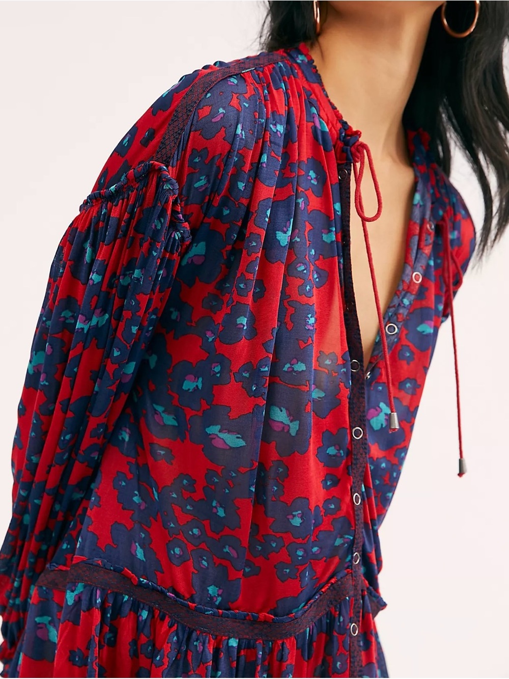 Free People Love Letter Floral Tunic Long Sleeve Dress - Picture 3 of 11